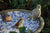 Esschert Design - Bain d'oiseaux en céramique bleu-blanc