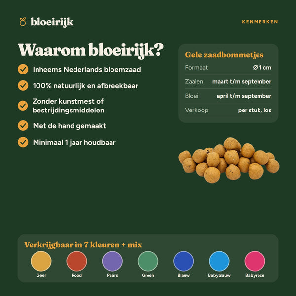 Kenmerken van gele zaadbommetjes