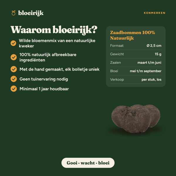 Kenmerken van zaadbommen 100% natuurlijk