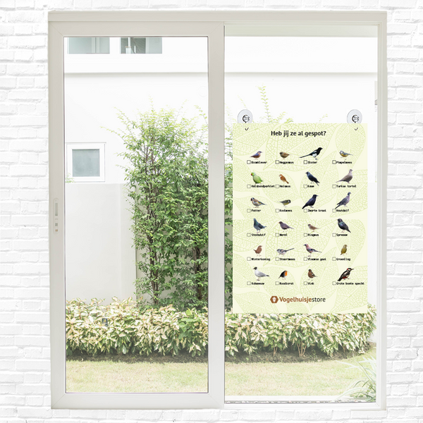 Vogel Afstreep-Poster A3 – Vogels Spotten voor het Raam | Inevo