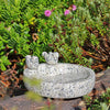 Bain d'oiseaux Fleckstone Wildlife World – Bain d'oiseaux compact en béton avec 2 oiseaux décoratifs (Ø 22 cm)