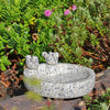 Bain d'oiseaux Fleckstone Wildlife World – Bain d'oiseaux compact en béton avec 2 oiseaux décoratifs (Ø 22 cm)