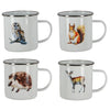 Emaille mok aquarel bosdier Esschert Design – assortiment van 4 designs
