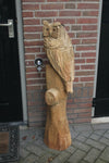 Chouette sculpture bois sur tronc